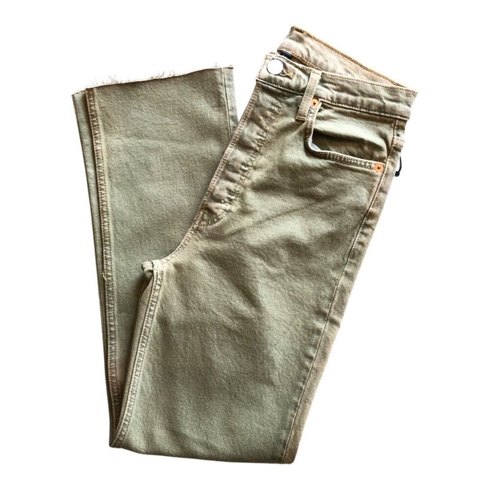 RE/DONE NWT 90s High Rise Loose Fit Jeans Sage Green Button Fly Straight Leg 25